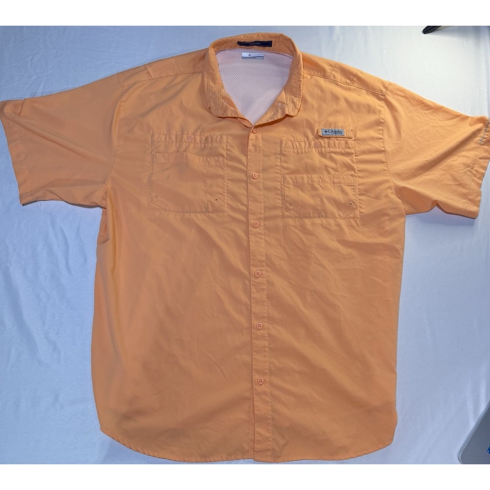 Columbia PFG Tamiami II UPF 40 Mens XXL Peach Vented Long Sleeve Button Up Shirt